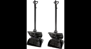 2x Luxe hotelstofblik met deksel en wieltjes 32 x 30 x 90 cm - staand model - stoffer en blik / stofblikken