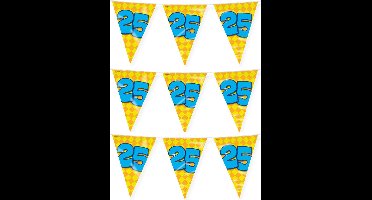 Paperdreams verjaardag 25 jaar thema vlaggetjes - 3x - feestversiering - 10m - folie - dubbelzijdig