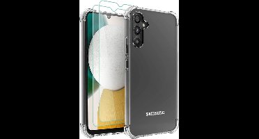 Hoesje Geschikt Voor Samsung Galaxy A34 5G Hoesje transparant Anti Shock silicone Hoesje Geschikt Voor Samsung Galaxy A34 Screenprotector Glazen 2 pack