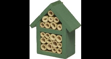 Klein groen vlinderhuis/bijenhuis/wespenhotel voor insecten 11 cm - Tuindecoratie - Diervriendelijk - Hotel/huisje voor insecten - Bijenhuis/vlinderhuis/lieveheersbeestjehuis