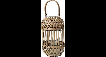 lantaarn bamboe - naturel - woondecoratie - 28 cm hoog - tuin - tuinverlichting