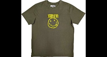 Nirvana - Yellow Happy Face Heren T-shirt - XL - Groen
