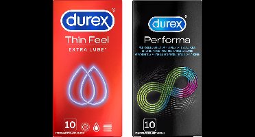 Durex - 20 Condooms - Thin Feel Extra Lube 10st - Performa 10st