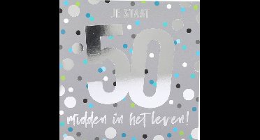 Depesche - Cijferkaart met muziek, vierkant met de tekst "50 - Je staat midden in het leven!" - mot. 044