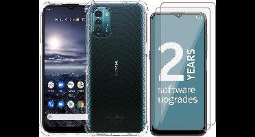 Hoesje geschikt voor Nokia G11 / G21 - 2x Screen Protector GlassGuard - Back Cover Case ShockGuard Transparant & Screenprotector