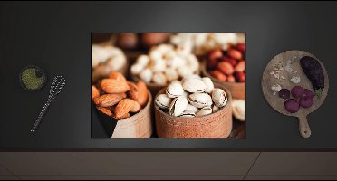 Inductie Beschermer - Schaaltjes Gevuld met Verschillende Notensoorten - 70x52 cm - 2 mm Dik - Inductieplaat Beschermer met zwarte kern
