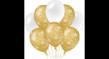 Paperdreams 40 jaar leeftijd thema Ballonnen - 16x - goud/wit - Verjaardag feestartikelen