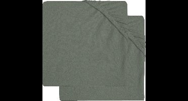 Jollein - Baby Hoeslaken Boxmatras Jersey (Ash Green) - Katoen - Hoeslaken Box - 2 Stuks - 75x95cm