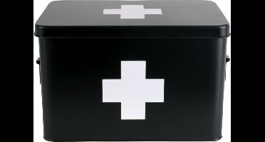 Present Time Medicijnkist - Large - Metaal Mat Zwart - 31,5x19x21cm - Scandinavisch