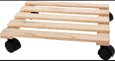 Pro Garden Plantentrolley - hout - naturel - vierkant - 35 x 35 cm - 50 kilo