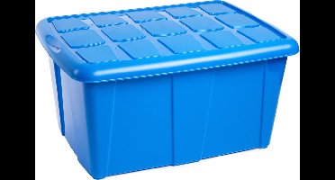 Plasticforte Opbergbox met deksel - Blauw - 60L - kunststof - 63 x 46 x 32 cm
