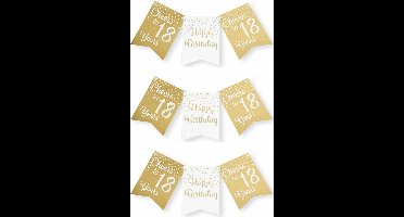 Paperdreams verjaardag vlaggenlijn 18 jaar - 3x - wit/goud - 600 cm