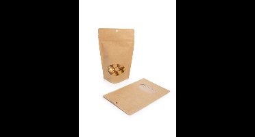 Stazakken Kraft met ovaal Venster 13x7x20,5cm | 113 gram met rond ophanggat (100 stuks)
