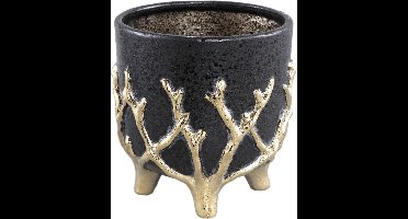 PTMD Quin Bloempot - 17 x 17 x 17 cm - Keramiek - Zwart