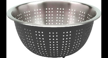 Excellent Houseware RVS keuken vergiet/zeef - afgieten etenswaren - antraciet grijs - 24 x 11 cm