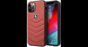 Ferrari Heritage Leather Back Case - Apple iPhone 12 Pro Max (6.7") - Rood