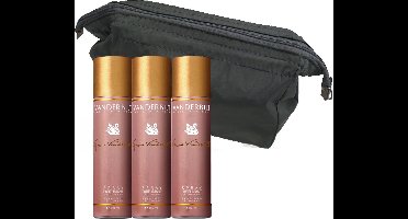 3x Gloria Vanderbilt Perfumed Deodorant Spray 150 ml in een toilet tasje