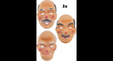 3x Opa masker assortie - maskers party thema feest festival verjaardag abraham