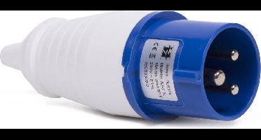 Benson Stekker 16A - 3-polig - Spatwaterdicht - Slagvaste behuizing - Blauw