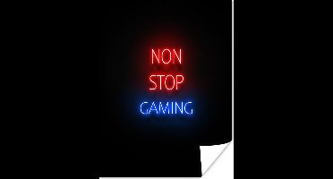 Game Poster - Tekst - Gaming - Non stop gaming - Neon - Zwart - 90x120 cm