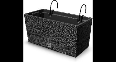 Prosperplast - Bloempot / Balkonbak met inzet en metalen houder 8L - Kunststof - Antraciet