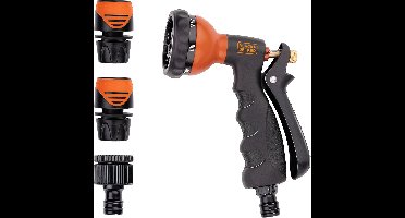 BLACK+DECKER Sproeikop met 3 Tuinslang Koppelingen - 7 Waterstanden - Metaal - Zwart/Oranje