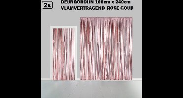 2x Folie gordijn metallic 2,4m x 1m rosegoud - Decoratie festival themafeest Holland gala disco glitter and glamour wanddeco