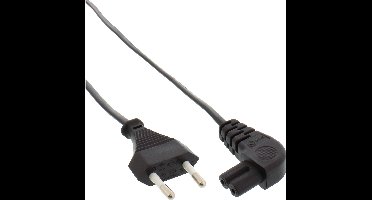 C7 (haaks links/rechts) - CEE 7/16 (recht) stroomkabel - 2x 0,75mm / zwart - 0,30 meter
