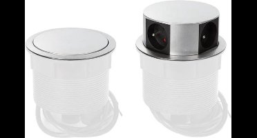 Perel Pop-upstekkerdoos, 4 stopcontacten met penaarde (type E), montagegat 121 mm, gebruik binnenshuis, zwart/grijs