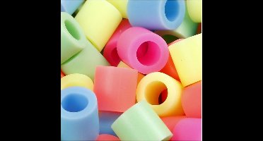 Strijkkralen, afm 10x10 mm, gatgrootte 5,5 mm, JUMBO, pastelkleuren, 550 div
