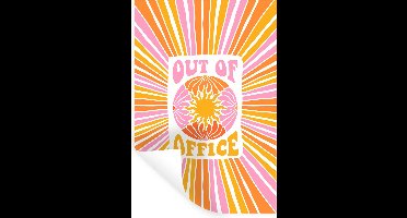 Muurstickers - Sticker Folie - Quotes - Out of office - Roze - Oranje - Geel - 20x30 cm - Plakfolie - Muurstickers Kinderkamer - Zelfklevend Behang - Zelfklevend behangpapier - Stickerfolie