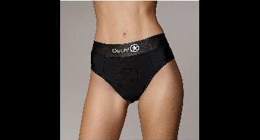 Ouch! by Shots - Vibrating Strap-on Thong with Removable Butt Straps - XS/S - Black