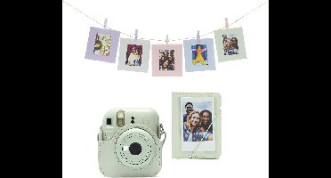 Fujifilm Instax Mini 12 accessoires - Cameratas, fotokaarten met clips & fotoalbum - Mint Groen