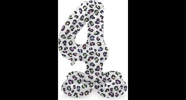 Folat - Staande folieballon Cijfer 4 Bright Panther - 41 cm