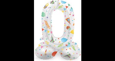 Folat - Staande folieballon Cijfer 0 Joyful Party - 41 cm