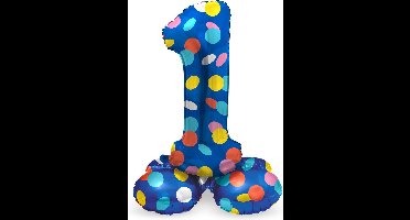 Folat - Staande folieballon Cijfer 1 Colorful Dots - 72 cm