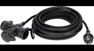 drievoudige stekkerdoos / koppel - 10 meter snoer - zwart - IP44