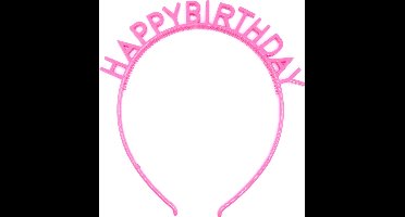 Diadeem happy birthday donkerroze - kinderfeestje - verjaardag