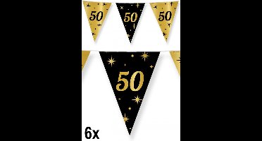 6x Luxe Vlaggenlijn 50 zwart/goud 10 meter - Classy - Dubbelzijdig bedrukt - Abraham Sarah festival thema feest party