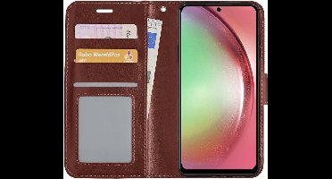 Hoesje - Met Pasjeshouder - Geschikt voor Samsung Galaxy A54 - Luxe Bookcase Portemonee - Flip Case - Kunstleer Book Case - Flipcase - Book Cover - Walletcase - Portemonneehoes - Bruin