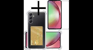 Hoesje - Geschikt voor Samsung Galaxy A54 - Met Screenprotector - En Pashouder - En Kaarthouder - Telefoon Hoes Shockproof - Siliconen Case - Back Cover - Shock Proof - Pasjes Houder - Transparant