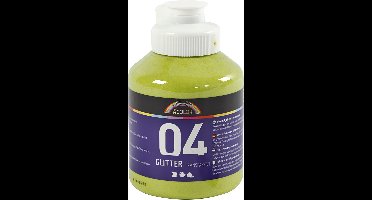 Acrylverf met glitters, lime groen, 500 ml/ 1 fles