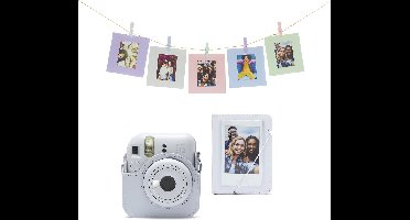 Fujifilm Instax Mini 12 accessoires - Cameratas, fotokaarten met clips & fotoalbum - Klei Wit