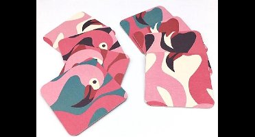 Invotis set van 8 onderzetters Flamingo vierkant