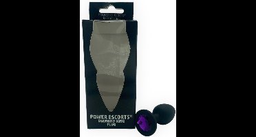 Power Escorts Silicone Zwarte Plug Paarse Steen Small – BR135SPurple