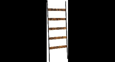 Hoppa! Handdoekenladder | Handdoekenrek | Ladderrek | Leunrek Met 5 Sporten | 65 cm Breed | Schuin | Voor Handdoeken, Sjaals, Dekens | Stalen Frame | Industrieel Ontwerp | Vintage Bruin-Zwart