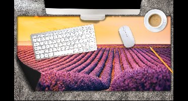 Bureau onderlegger - Felle Zonsondergang over de Lavendelvelden met Eenzame Boom - 80x40 cm - 2 mm Dik - Bureau mat Vinyl