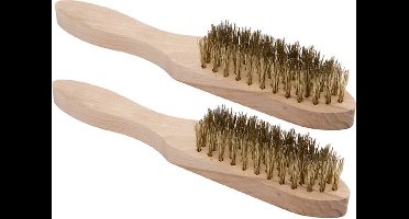 Handy - Staalborstel - Set van 2 - 28CM - 5 rijen - Onkruid verwijderen - Roest verwijderen Draadborstel