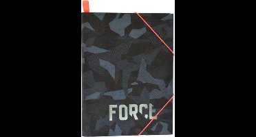 Elastomap Xtremestrong Zwart Karton, met logo in zilverfolie, bedrukking aan binnenzijde en sluitelastiek.