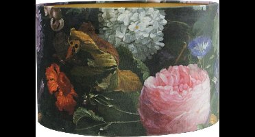 J-Living - Lampenkap bloemen - print - velvet - cilinder - 50X50X25CM